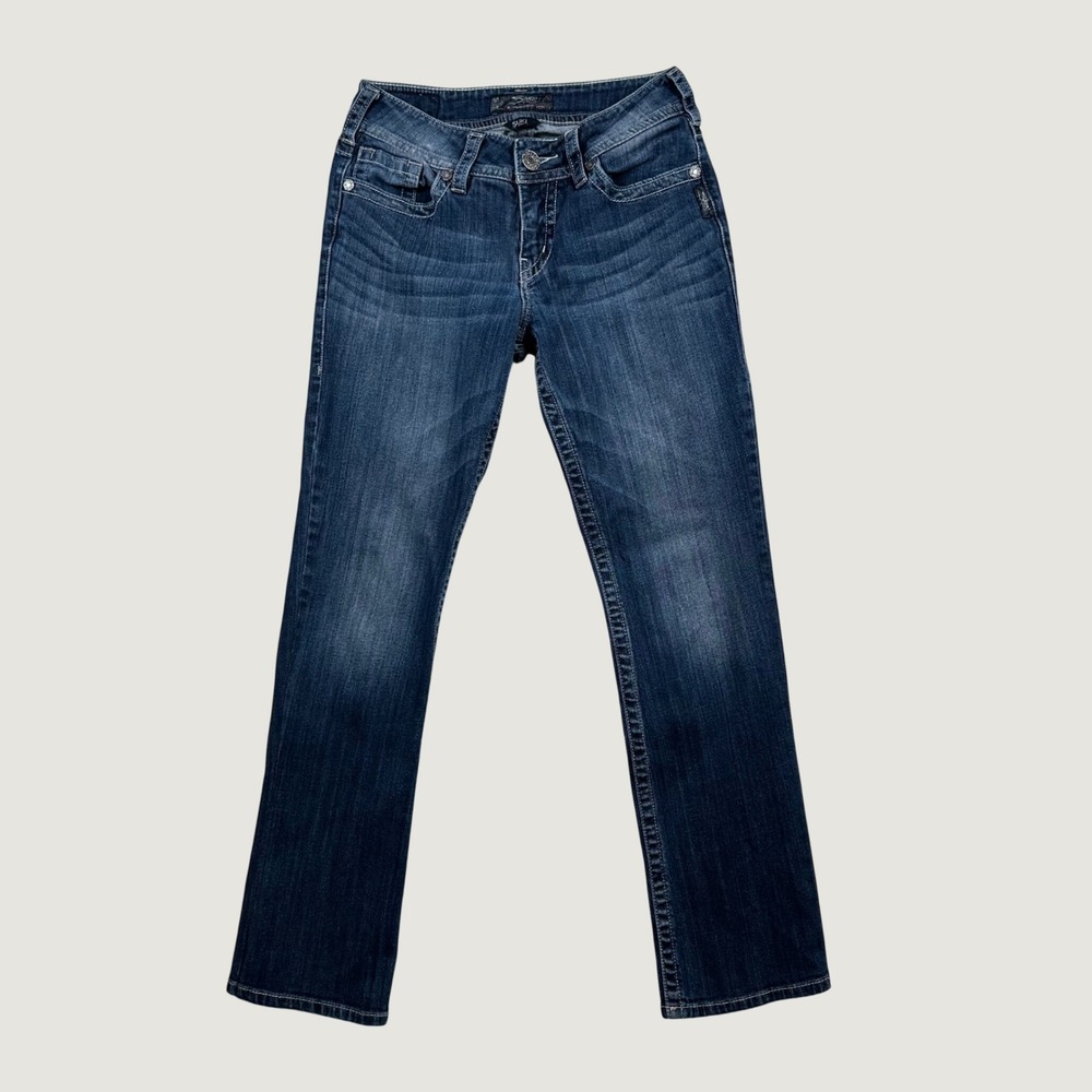 Silver Jeans Co Suki Straight Leg Womens Mid Rise Stretch Denim 28x30 Blue Y2K